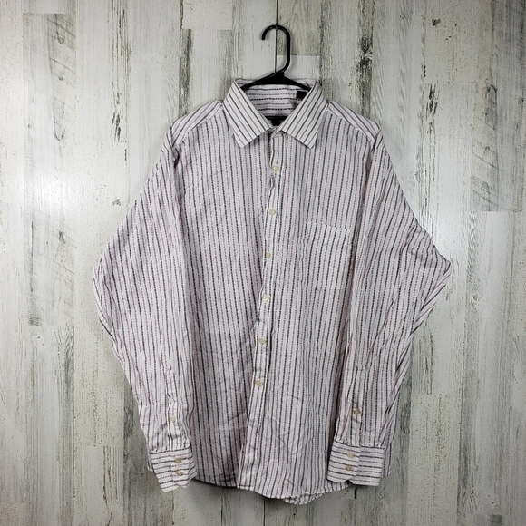 BCBGMaxAzria Other - mens bcbgmaxazria pink and white striped button down shirt size XL